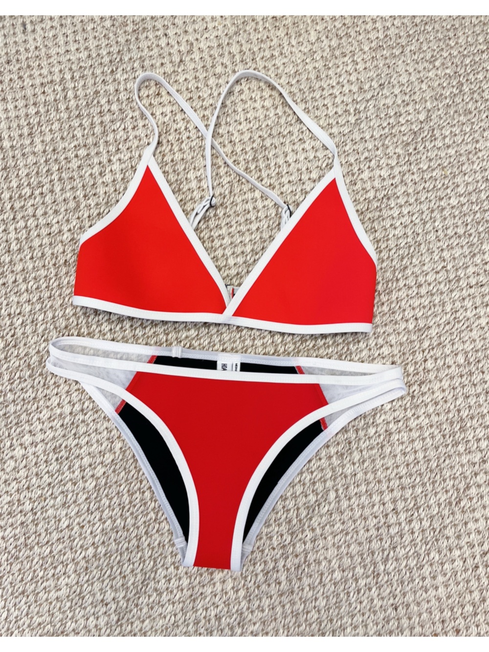 Hoaka Red and White Triangle Bikini Set - small - like new